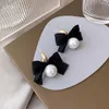 Stud 2021 New Korean Sweet Black White Bowknot Clip on Earrings Sweet Fabric Lace Bow Fashion Non Pierced Earrings Clip Jewelry Gift J240513