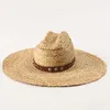 Berets Floppy Wide Brim Соломенная шляпа для женщин Мужчина Panama Raffia Summer Packable Boho уникальная группа Sun Party Travel Beach