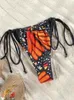 Kobiety Butdwear Swizyn Butterfly Seksowne kobiety trójkąt strój kąpielowy Bandaż bikini set mikro -tonong nadruk kąpielowy garnitur letni