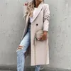 Damesjassen vrouwen jas elegante lange blazer vrouwelijk allemaal match mouw knop placket winter overjas pak sleutelgrench