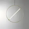 Modern Circle Circle Whreght Iron LED Pingente Light Cozinha Viva sala de jantar pendurada Lâmpada de iluminação Decoração de lâmpada de teto de ouro Restaurante