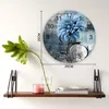 Wandklokken dahlia olieverfschildering abstract plant bloem blauw stil thuis café kantoor decor voor keuken groot