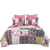 Ensembles de literie Patchwork Patchwork Coton Tandned Couperted Automne Hiver imprimé 3pcs / Set Quilts Base d'oreiller