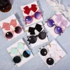 Hair Accessories 2Pcs/set Classic Solid Color Bows Headband Children Cat Ear Sunglasses Set Protection Glasses Baby Summer Hair Accessories