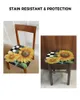 Couvrave de chaise Country Farm Sunflower Black Plaid Seat Cushion Stretch Dining Cover Cover Covers for Home El Banquet Living Room