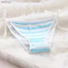 مجموعات صدري 2pcs حمالة صدرية للسيدات ومجموعة الملابس الداخلية المثيرة القطن الداخلي سلس Kawaii bikini حزام الأزرق الشريط الأبيض