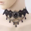 Chokers Collier de dentelle noire victorienne femme Bohemian Crystal Tassel Sexy Lace Collier Dark Lolitan Style Jewelry D240514