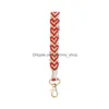 Party Favor Valentijnsdag Gift Hart geweven Keychain Pols Damestas Decoratieve hanger Keyring Key Chain Drop Delivery Home Garden DHGG3