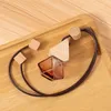 Hanging Empty 8ml Car Perfume Bottle Square Luxury Glass Car Freshener Diffuser Bottles With Wood Cap