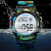 Coobos Children Watch Navy Blue Camouflage Kids Watch Sport Led Digital Watch Waterproof Luminous Watches For Student Boys Girls 240514