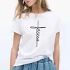 T-shirt pour femmes T-shirt Summer Short Slve Jesus T-shirt Christian Cross Printing Strtwear Ladies Graphic Summer Femme Casual T Y240509