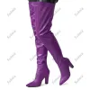 Sukeia Handmade Dames Winterdijboots Laarzen terug zipper sexy dikke hakken puntige teen oranje feestschoenen dames ons maat 5-15