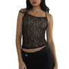 Women's Tanks Women Sheer Mesh Lace Camisoles Spaghetti Strap Sleeveless Backless Tank Tops Summer Vests Streetwear