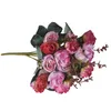 Fiori decorativi a 21 tappe Simulazione del bouquet rosa fiore di rosa festa di nozze da sposa decorazione floreale rosa rosa
