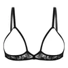 Bras Womens Sexy Open Cups BH Dessous schiere Spitze weiche drahtlose Brassie exponierte Brustwarzen Bralette Brust Klammer Nachtwäsche Nachtwäsche