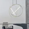 Modern Circle Circle Whreght Iron LED Pingente Light Cozinha Viva sala de jantar pendurada Lâmpada de iluminação Decoração de lâmpada de teto de ouro Restaurante