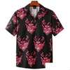 Chemises décontractées pour hommes 3D Horror Devil Imprimé de la chemise à manches courtes Collit Down Down Cardigan boutonné Tops Fashion Trend Regar Fit Drop Del Dhh3d