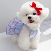 Vestimenta de ropa para perros ropa de gato ropa princesa niñas de 3 capas vestidos de honda para pastel azul para pequeños perros medianos yorkshire cachorro desmalez