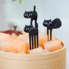 LMETJMA 6pcsset Black Cat Fruit Fork Set Party Birthday Food Animal Toothpick Bento Lunch For Children D0004 240422