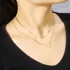 Hangende kettingen 7 parelbloem ketting roestvrij staal eenvoudige 2-laags ketting slangenketen dames minimalistisch sieraden geschenk J240513