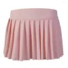 Röcke Falten Minirock aus Pink Polyester S-XL Haut Farbe weiß schwarz hellgrau dunkelblau Frühling und Sommer