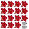 Fleurs décoratives 5/15 pièces de Noël paillettes artificielles avec clips garland sequins creux artisans artisanat de mariage rouge 15pcs