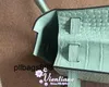 Handbag Keliys Genuine Leather 7A Externally sewn bag 25cm mint green 6U Vertdeau matte square crocodile skin matte gold buckle