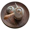 Decoratieve beeldjes Cherrywood Disc Japanse vaste houten lade thee Hand gesneden zwarte walnootplaat fruitcake