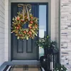 Decorative Flowers 45cm Thanksgiving Wreath Harvest Festival Frost-Leaf Garland Pomegranate On The Door Artificial Flower Ornaments