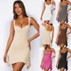 New Y2K High Waist Slim Fit V-Neck Spicy Girl Suspended Women's Sexy Wrapped Hip Knitted Dress F51431