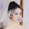 Coix de cheveux Himestone White Flower Vine Tiara Crown Wedding Peigt Chain Headpiece Floral Band Band Band Ornaments For Women