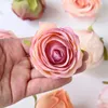 Fleurs décoratives 5pcs Silk Artificiel Round Heart Rose Head for Christmas Waths Decor Wedding Arch Accessory Home Ornemental Flowerpot