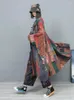 Trench-Coats Women's Style Chinois Industrie lourde Cent tissu épissant Windbreaer Femmes Loose Moyenne Long Long Cardigan manteau
