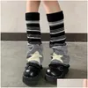 Socks Hosiery Women Warmers Womens Long Knitted Warm Strip Kawaii Star Print Stockings Ladies 2023 Autumn Winter Cloghet Boot Cuffs Dhywd