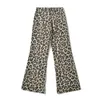 Pantaloni da donna Donne leopardo ad alta vita in stile coreano casual y2k retrò harajuku pantaloni larghi dritti
