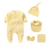 Kleidung Sets Born Footed Pyjamas Boy Strampler Langarmer Jumpsuit Wattebotte Feste weiße Mode 0-12 Monate Baby Kleidung