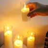 6Pcs Led Flameless Electric Candles Lamp Acrylic Glass Battery Flickering Fake Tealight Candle Bulk for Wedding Christmas 240514