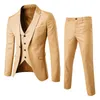 Mens Suit Slim 3 Piece Business Wedding Party Vest Pants Coat Casual Solid Blazers Jacket Luxury 240514