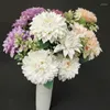 Fleurs décoratives 10 têtes dahlia simulation bouquet plastique plastique artificiel silk décoration de mariage fête de mariage faux