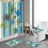 Shower Curtains Color Flower Curtain Spring Floral Watercolor Dandelion Bathroom Furniture Sets Non-slip Carpet Toilet Lid Bath Mats Rugs