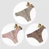 Mutandine femminili bzel 3pcs/set Fashion Leopard Bikini Turgini sexy per cagne senza cuciture bianche in seta in linga sport sport g-corde