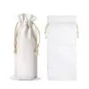 Bottle NEW Sublimation Blanks Gift Wedding Bags Canvas Wine Bag With Drawstring For Halloween Christmas Decoration 2023