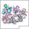 Charmes charmes en gros cristal coeur sier couleurs snap bouton de bouton de bijoux de bijoux ramiage 18 mm snaps métalliques