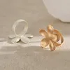 Cluster Rings PuRui Chic Metal Petal Shape Matte For Women Trendy Flower Open Finger Cuff Adjustable Girls Y2K Jewelry Party Cute