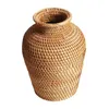 Vases Handwoven Rattan Flower Basket Bottle Storage Dried Vase For Restaurant Drawing Room Cafe Desk Home Decoration