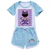 مجموعات الملابس المبتسمة المبتسمة Cat Gap Clothing Childrens T-Shirt Baby Boys Short Sleeved Sop Shorts 2 قطعة مجموعة مرحلة ما قبل المدرسة ملابس الملابس D240514