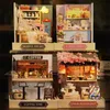 Architectuur/DIY House Coffee Shop Wooden Mini Doll House Diy Small House Kit Making and Assembling Room Models Toys For Kid Birthday Gifts Dollhouse