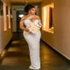 African Women Plus Size Wedding Dress Custom Made Detachable Train Tiered Mermaid Bridal Gown Vintage Pearls Robe De Mariee