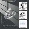 SG 925スターリングシルバー恐竜スケルトンかわいい動物調整可能なオープンスカルビンテージサムリングジュエリーギフト240429
