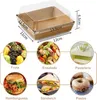 Gift Wrap 50 Pack Paper Charcuterie Boxes with Clear Lids Disponable Sandwich Square to Go Food Containers for Desserts Strawberriy